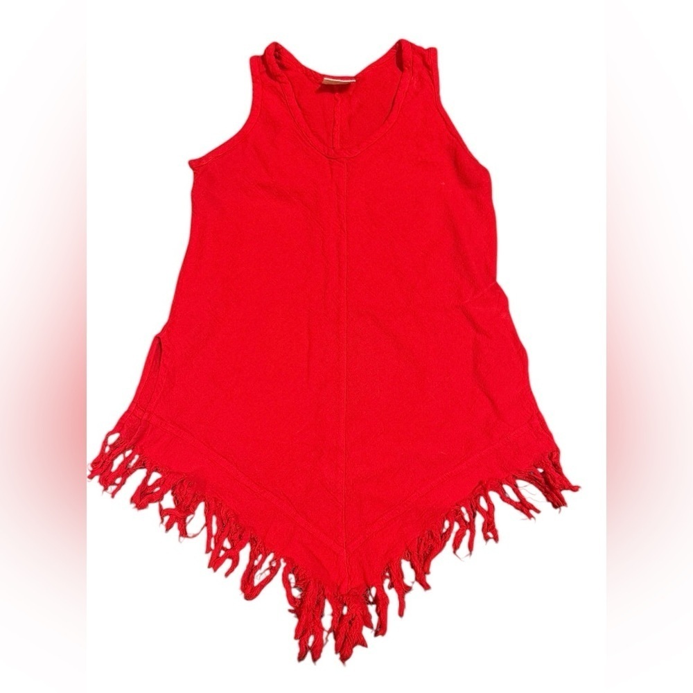 Vintage inspired 70’s tank red with  fringe ladies small